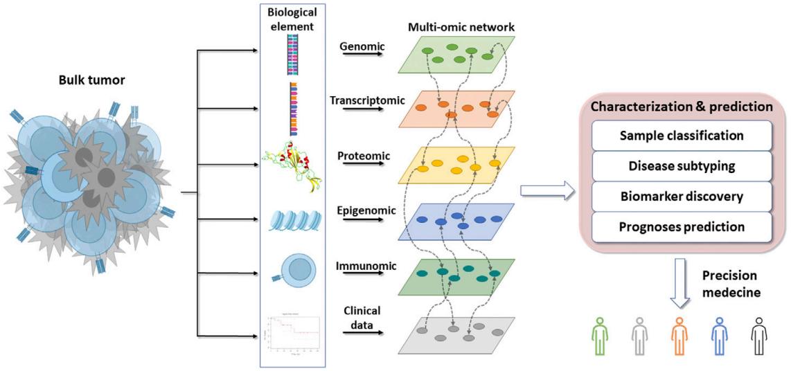 Fig.1 Overflow of the omics integration for cancer research, diagnosis, and treatment.